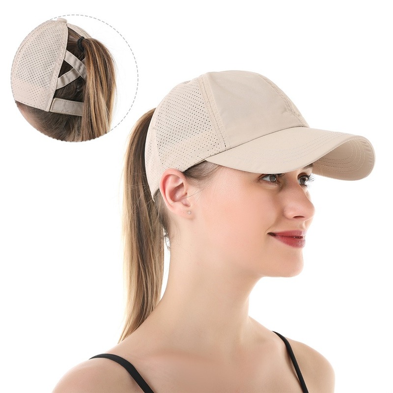 여성용 야구 모자, 신제품 통기성 메쉬 선 바이저 모자, 여성 여름 유럽 야외 스포츠, 크로스 포니 테일 모자, 2021